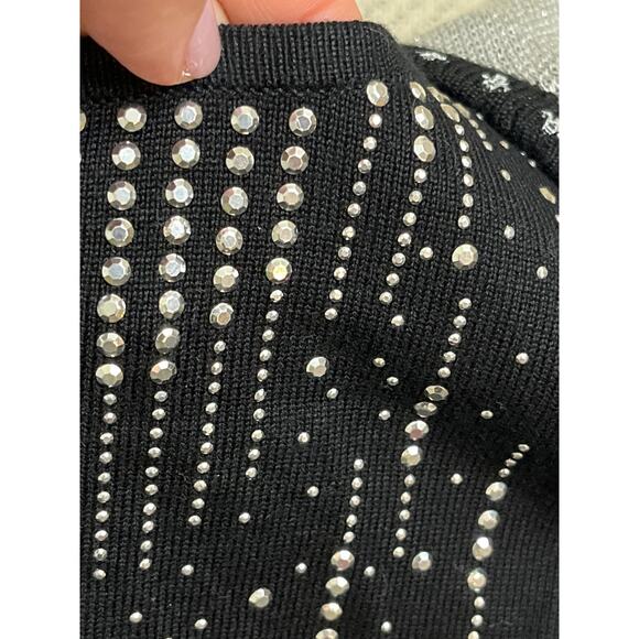 Alfred Dunner layered sweater/cardigan silver black studded 3/4 sleeves,size PXL - Picture 9 of 12